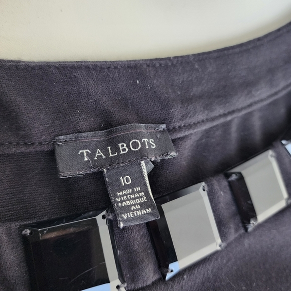 Talbots Black Gem Neck Sleeveless Shift Midi Sleveless Stretch Dress Sz 10 - Picture 10 of 16